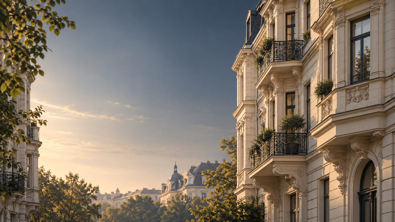 Repräsentative Altbauarchitektur als Sinnbild professioneller Immobilienvermittlung
